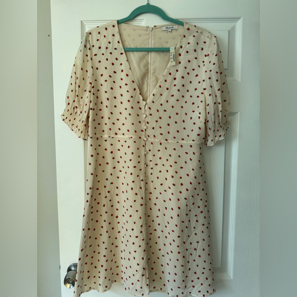 Madewell silk Midi Dress with strawberries